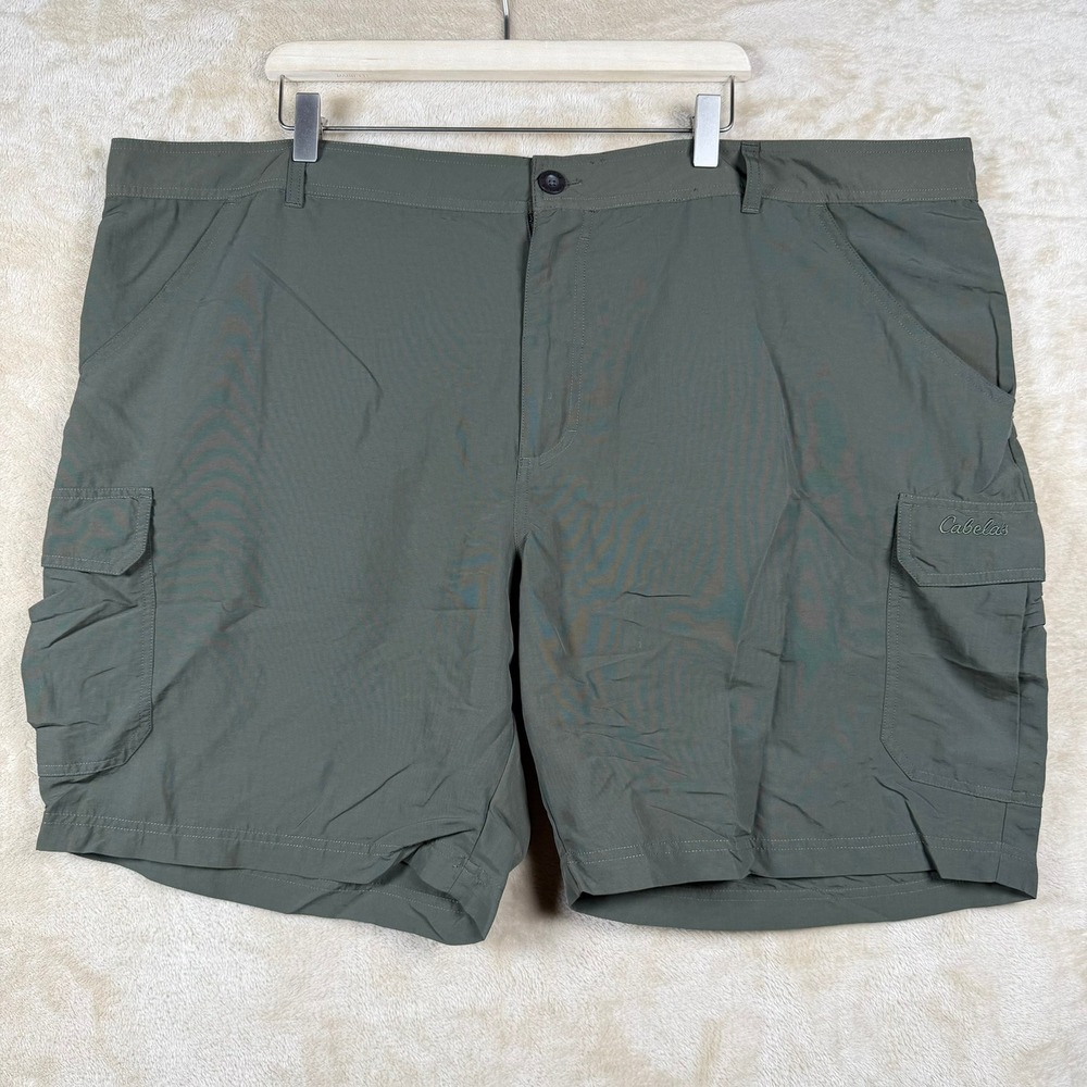 Cabelas Mens Cargo Shorts Size 48 Olive Green Nylon Outdoor‎ Hiking Work Casual